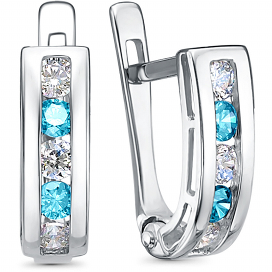 Серьги детские с фианитом из серебра