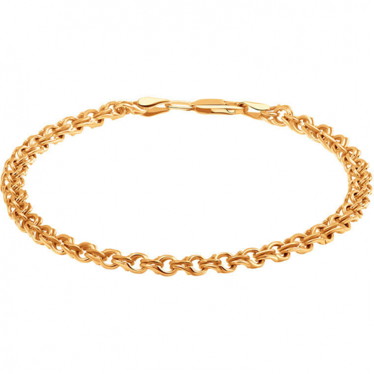 Золотой браслет 585, плетение бисмарк, длина 19 см