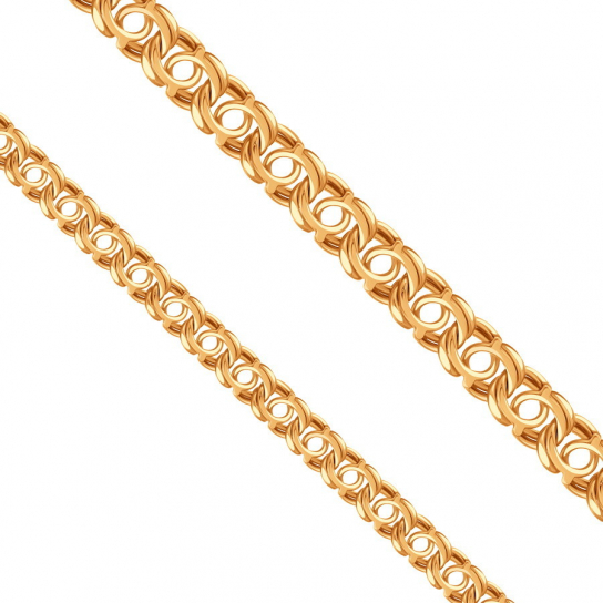 Золотая цепочка 585 на шею, плетение бисмарк, длина 65 см, цвет красное золото