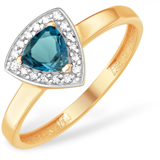 Золотое кольцо 585, женское, с аметистом и фианитом, размер 16