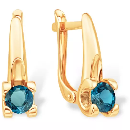 Серьги с топазом из золота