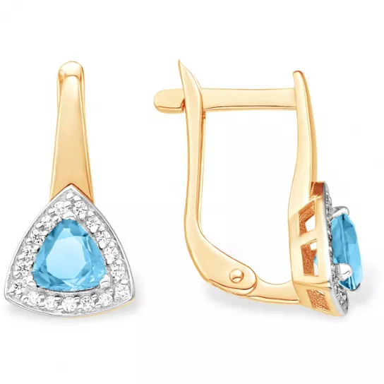 Серьги с аметистом и фианитом из золота