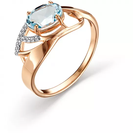 Золотое кольцо 585, женское, с гранатом и фианитом, размер 18.5