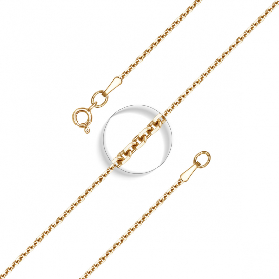 Золотая цепочка 585 на шею, плетение якорное, длина 45 см, цвет красное золото