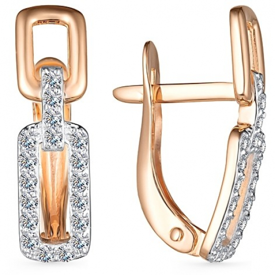 Золотые серьги 585, женские, с фианитом