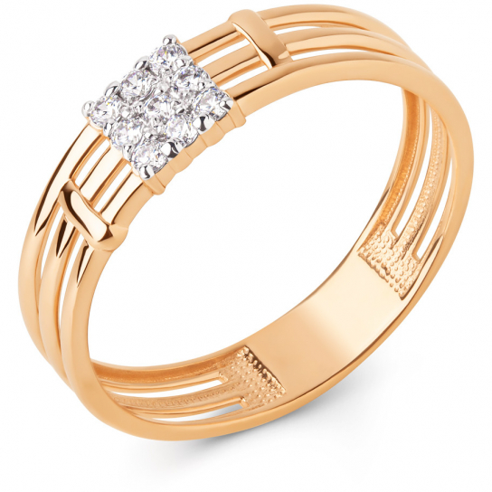 Золотое кольцо 585, женское, с фианитом, размер 18.5