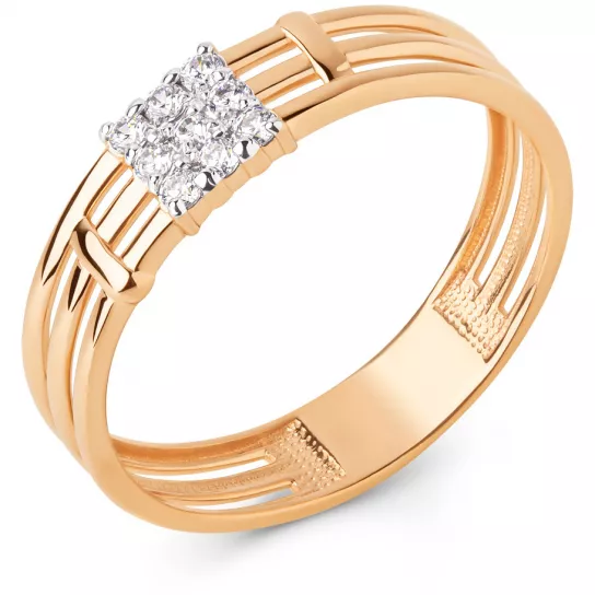 Золотое кольцо 585, женское, с фианитом, размер 18