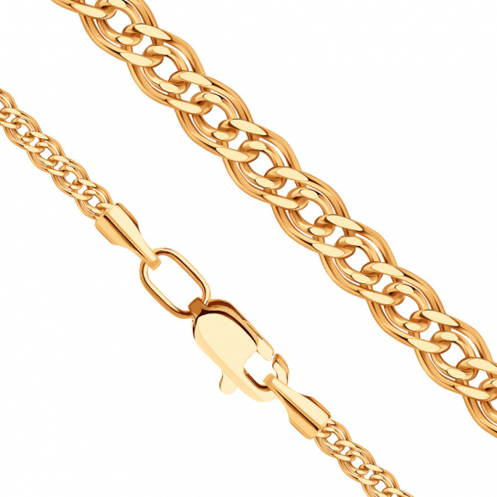 Золотая цепочка 585 на шею, плетение нонна, длина 45 см, цвет красное золото