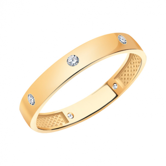 Золотое кольцо 585, женское, с фианитом, размер 17