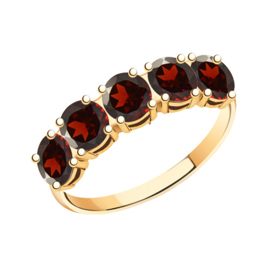 Золотое кольцо 585, женское, с гранатом, размер 17