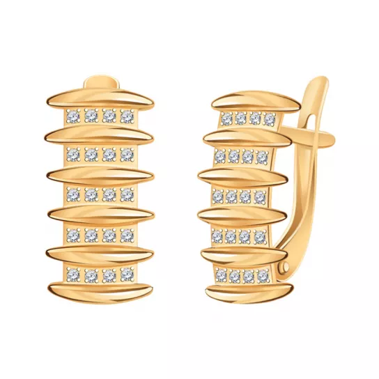 Золотые серьги 585, женские, с фианитом