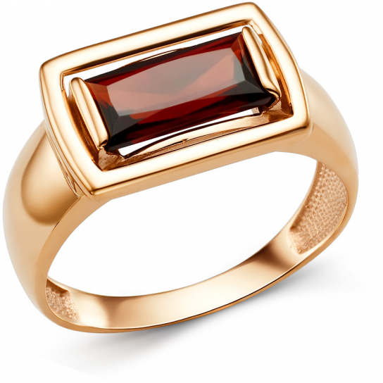 Золотое кольцо 585, женское, с гранатом, размер 17