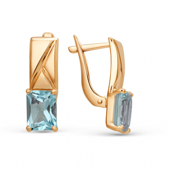 Золотые серьги 585, женские, с топазом