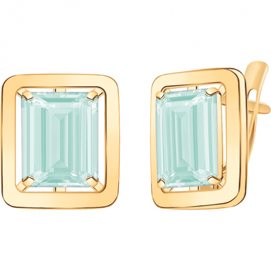 Золотые серьги 585, женские, с аквамарином