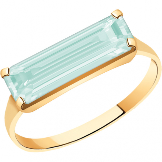 Золотое кольцо 585, женское, с аквамарином, размер 18