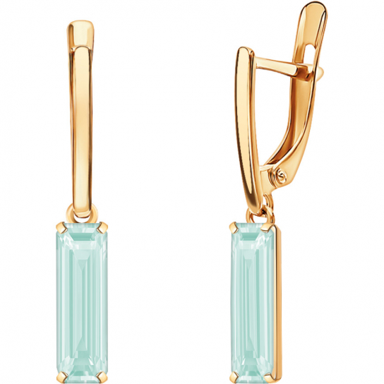 Золотые серьги 585, женские, с аквамарином