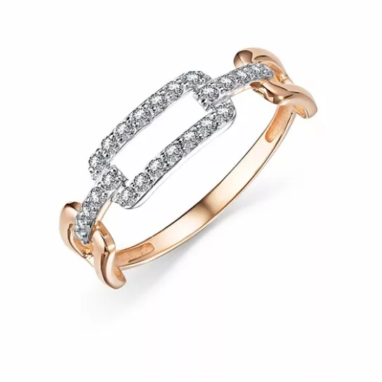 Золотое кольцо 585, женское, с фианитом, размер 19