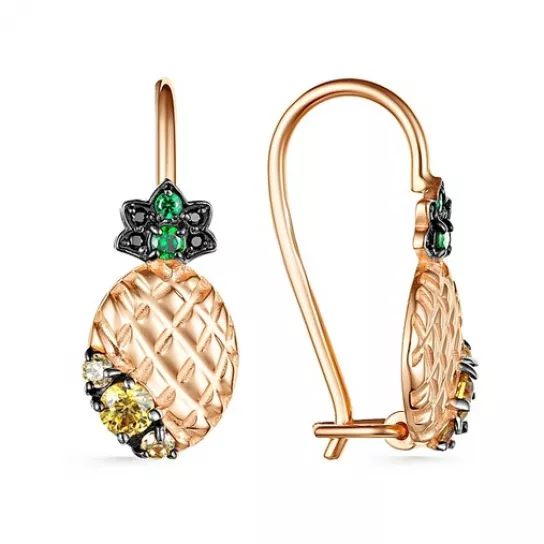 Серьги детские с фианитом из золота