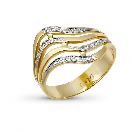 Золотое кольцо 585, женское, с фианитом, размер 17.5