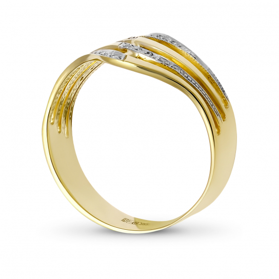 Золотое кольцо 585, женское, с фианитом, размер 17.5