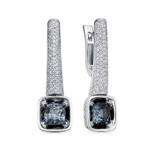 Золотые серьги 585, женские, с бриллиантом и шпинелью