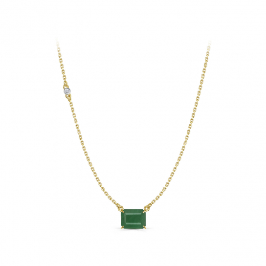 Колье с бриллиантами с изумрудом из золота