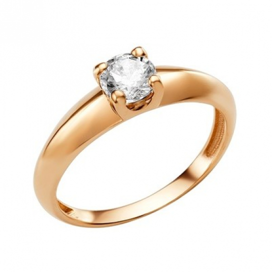 Золотое кольцо 585, женское, с фианитом, размер 16.5