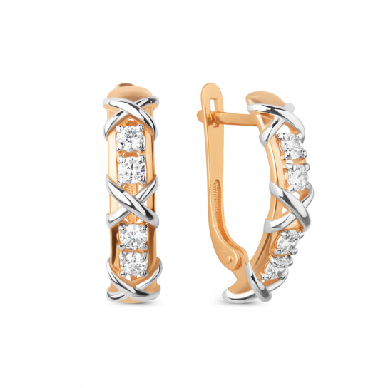 Золотые серьги 585, женские, с фианитом
