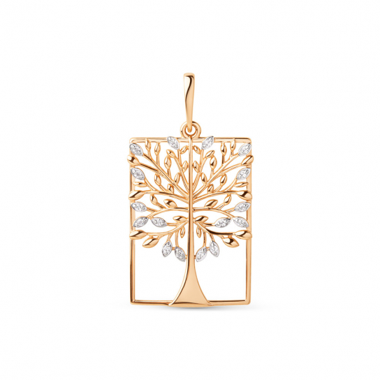 Золотая подвеска 585, женская, с фианитом