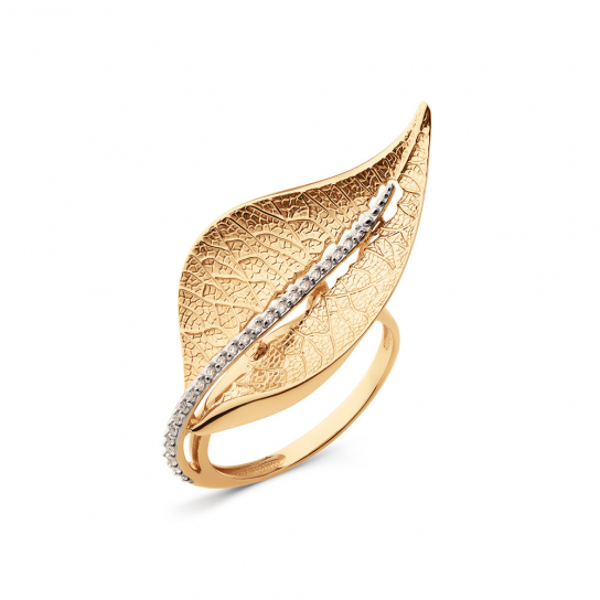 Золотое кольцо 585, женское, с фианитом, размер 18.5