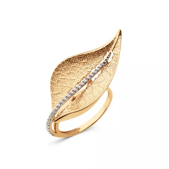 Золотое кольцо 585, женское, с фианитом, размер 18.5