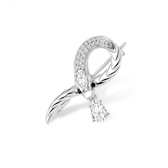 Брошь с фианитом из серебра