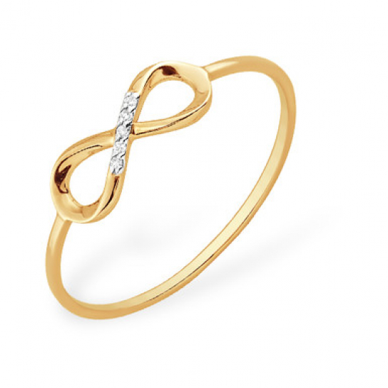 Золотое кольцо 585, женское, с бриллиантом, размер 16