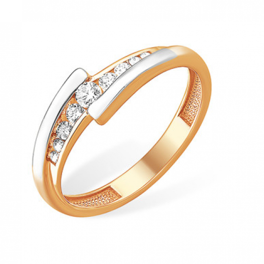 Золотое кольцо 585, женское, с бриллиантом, размер 19