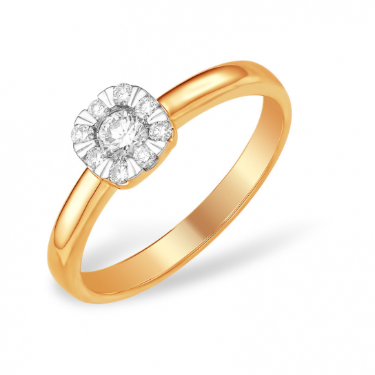 Золотое кольцо 585, женское, с бриллиантом, размер 17.5