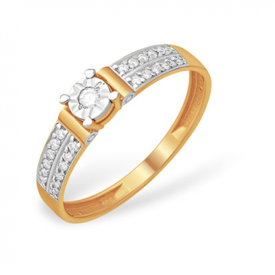 Золотое кольцо 585, женское, с бриллиантом, размер 16.5