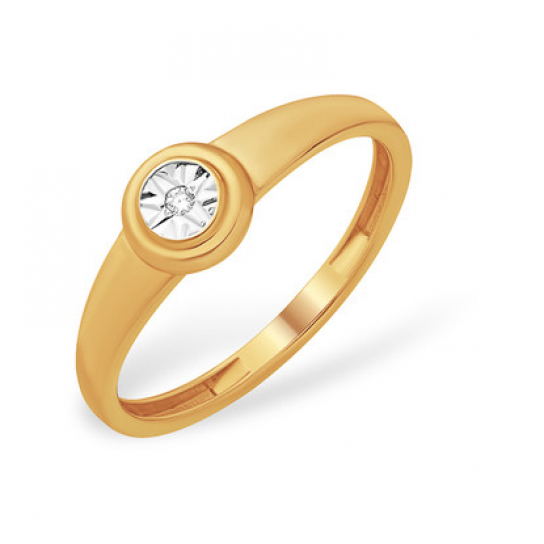 Золотое кольцо 585, женское, с бриллиантом, размер 17