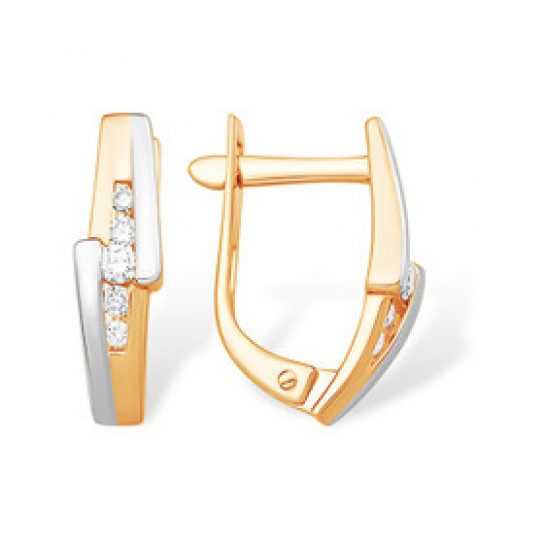 Золотые серьги 585, женские, с бриллиантом