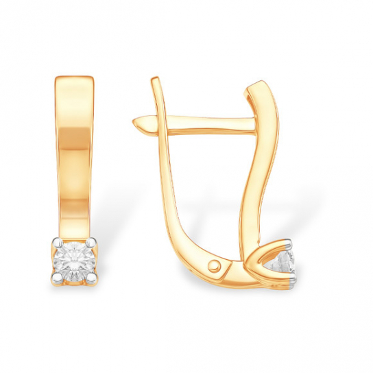 Золотые серьги 585, женские, с бриллиантом