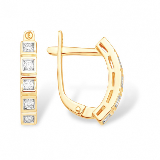 Золотые серьги 585, женские, с бриллиантом