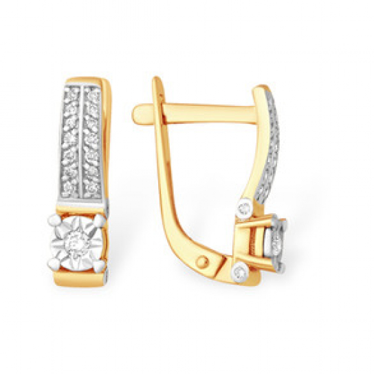 Золотые серьги 585, женские, с бриллиантом