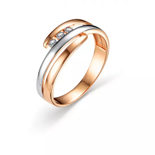 Золотое кольцо 585, женское, с фианитом, размер 19.5