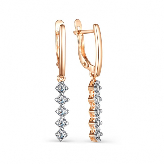 Золотые серьги 585, женские, с фианитом