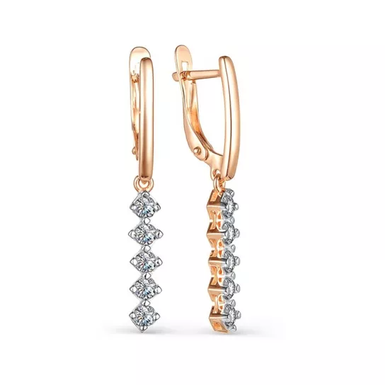 Золотые серьги 585, женские, с фианитом