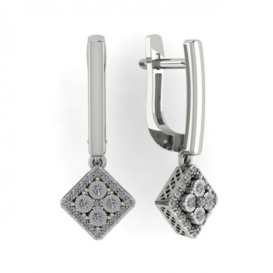 Золотые серьги 585, женские, с бриллиантом