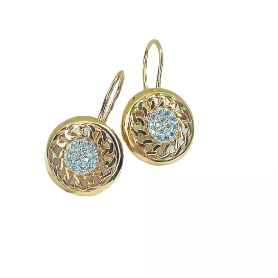 Золотые серьги 585, женские, с фианитом