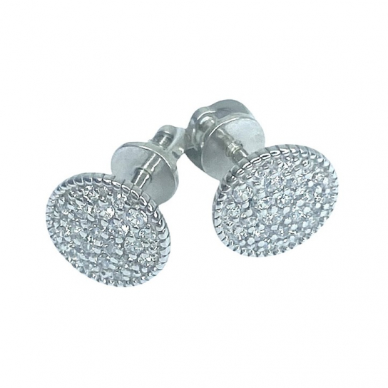 Пусеты с фианитом из серебра