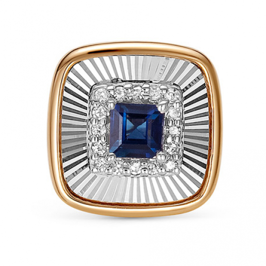 Золотая подвеска 585, с сапфиром и бриллиантом