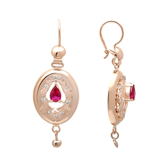 Золотые серьги 585, женские, с фианитом