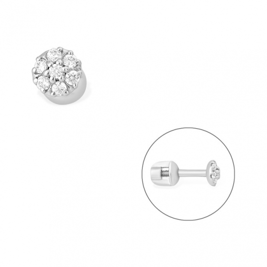 Пусет с фианитом из серебра